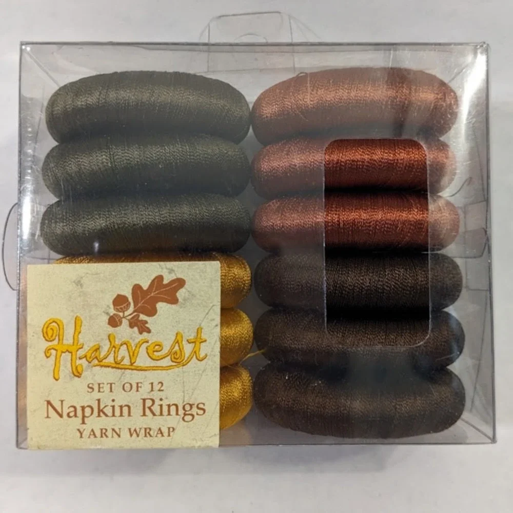 Harvest Set of 12 Yarn Wrap Napkin Rings Autumn Colors Bed Bath & Beyond New